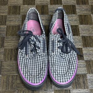 Sperry Topsider Checkered Canvas Sneakers with Purple accent